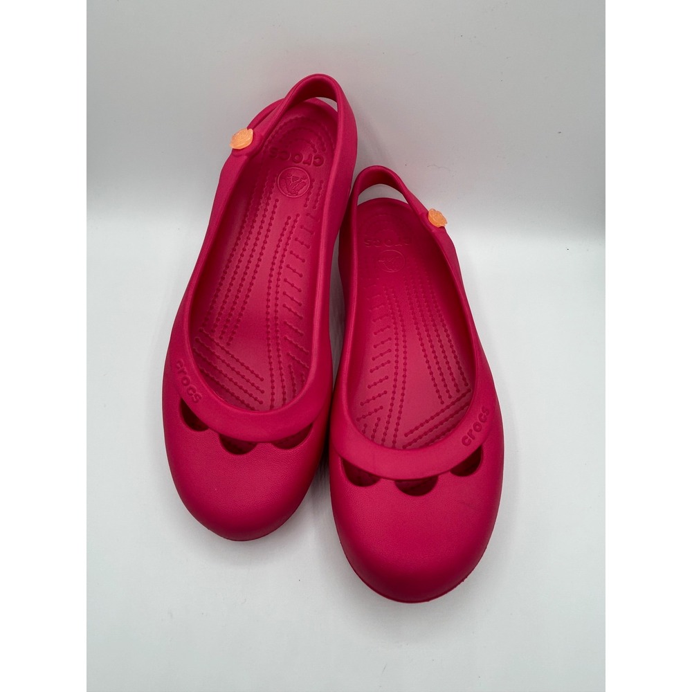 Crocs Shayna Women Sz 11 Pink Mary Jane Slingback Flat Shoes Comfort Clogs